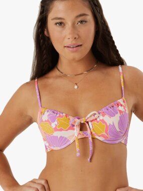 Roxy Bell Bottom Blooms Ruched Underwire Top & High Waist Moderate Coverage Bott